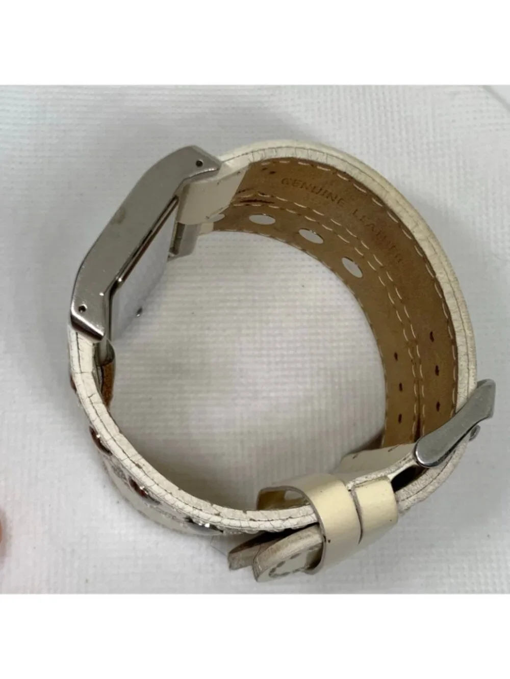 Just Sweet silver tone watch 50mm wide case band quartz analog stars running